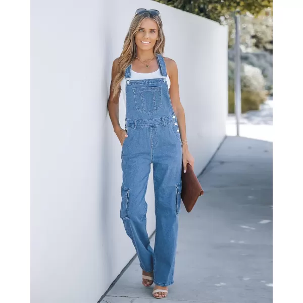 imageluvamia Cargo Jean Overalls for Women Wide Leg Bib Utility Stretchy Denim Jumpsuit Overall Loose 90s TrendyMedium Blue