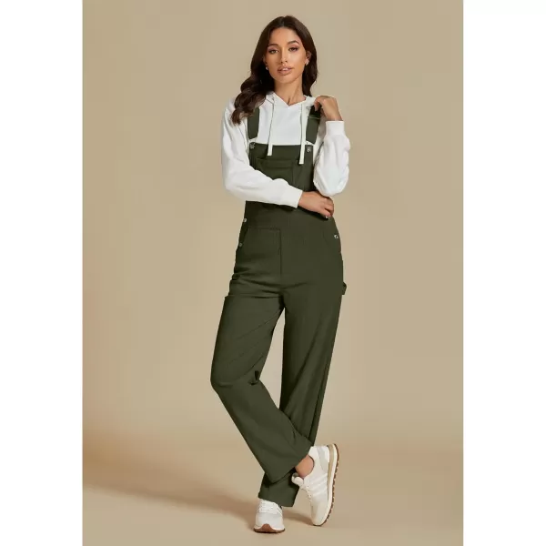 imageluvamia Corduroy Overalls for Women Bib Straight Leg Baggy Carpenter Adjustable Strap Fall Jumpsuit Overalls with PocketArmy Green
