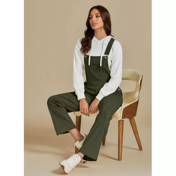 imageluvamia Corduroy Overalls for Women Bib Straight Leg Baggy Carpenter Adjustable Strap Fall Jumpsuit Overalls with PocketArmy Green