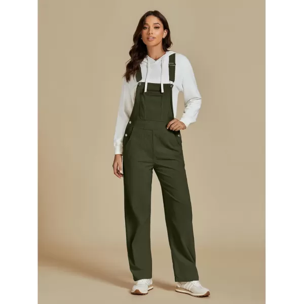 imageluvamia Corduroy Overalls for Women Bib Straight Leg Baggy Carpenter Adjustable Strap Fall Jumpsuit Overalls with PocketArmy Green