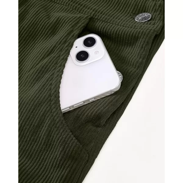 imageluvamia Corduroy Overalls for Women Bib Straight Leg Baggy Carpenter Adjustable Strap Fall Jumpsuit Overalls with PocketArmy Green
