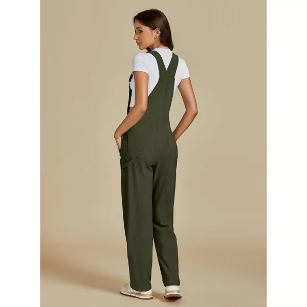imageluvamia Corduroy Overalls for Women Bib Straight Leg Baggy Carpenter Adjustable Strap Fall Jumpsuit Overalls with PocketArmy Green