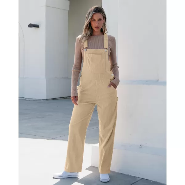 imageluvamia Corduroy Overalls for Women Bib Straight Leg Baggy Carpenter Adjustable Strap Fall Jumpsuit Overalls with PocketBeige