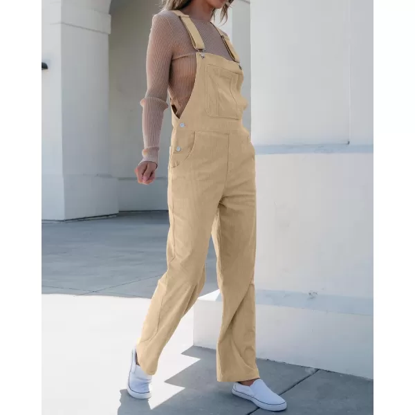 imageluvamia Corduroy Overalls for Women Bib Straight Leg Baggy Carpenter Adjustable Strap Fall Jumpsuit Overalls with PocketBeige