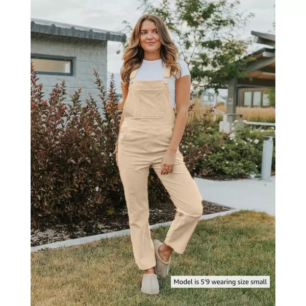 imageluvamia Corduroy Overalls for Women Bib Straight Leg Baggy Carpenter Adjustable Strap Fall Jumpsuit Overalls with PocketBeige