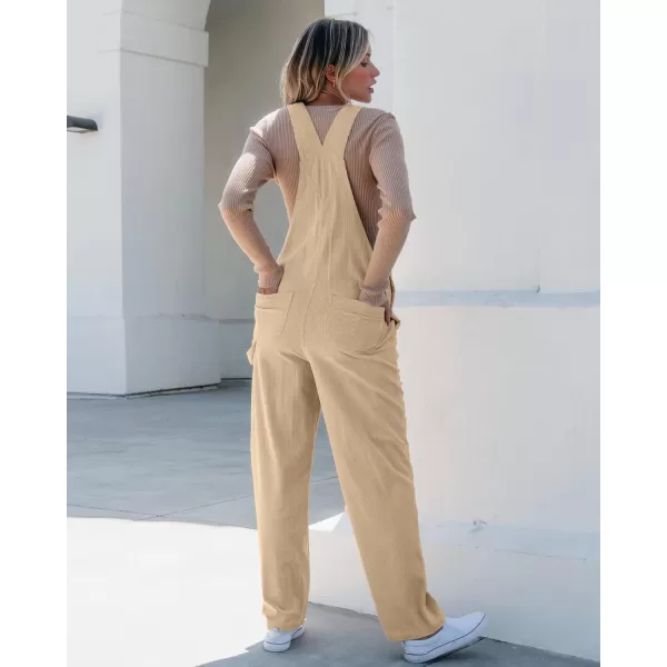 imageluvamia Corduroy Overalls for Women Bib Straight Leg Baggy Carpenter Adjustable Strap Fall Jumpsuit Overalls with PocketBeige
