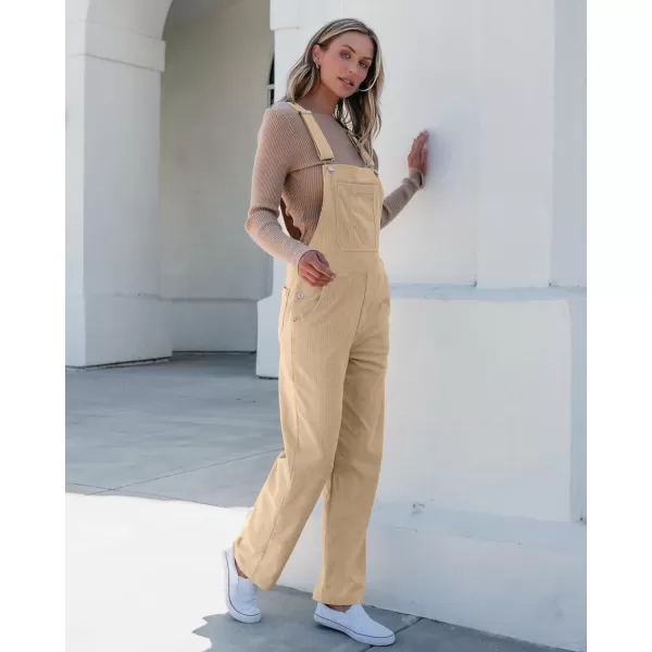 imageluvamia Corduroy Overalls for Women Bib Straight Leg Baggy Carpenter Adjustable Strap Fall Jumpsuit Overalls with PocketBeige