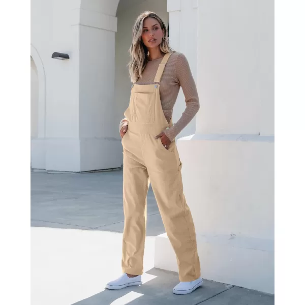 imageluvamia Corduroy Overalls for Women Bib Straight Leg Baggy Carpenter Adjustable Strap Fall Jumpsuit Overalls with PocketBeige