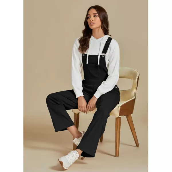 imageluvamia Corduroy Overalls for Women Bib Straight Leg Baggy Carpenter Adjustable Strap Fall Jumpsuit Overalls with PocketBlack