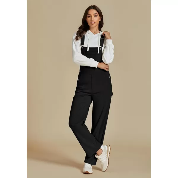 imageluvamia Corduroy Overalls for Women Bib Straight Leg Baggy Carpenter Adjustable Strap Fall Jumpsuit Overalls with PocketBlack