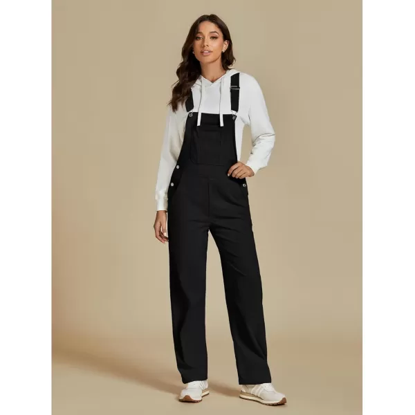 imageluvamia Corduroy Overalls for Women Bib Straight Leg Baggy Carpenter Adjustable Strap Fall Jumpsuit Overalls with PocketBlack