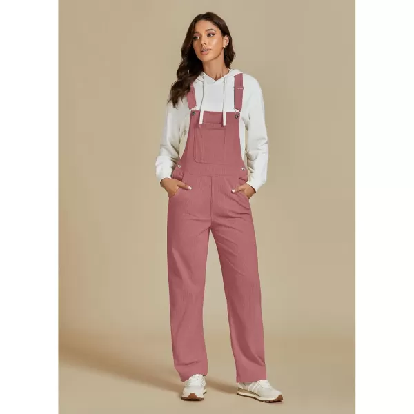 imageluvamia Corduroy Overalls for Women Bib Straight Leg Baggy Carpenter Adjustable Strap Fall Jumpsuit Overalls with PocketDusty Rose