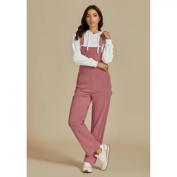 imageluvamia Corduroy Overalls for Women Bib Straight Leg Baggy Carpenter Adjustable Strap Fall Jumpsuit Overalls with PocketDusty Rose