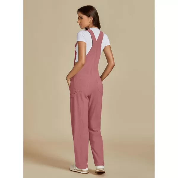 imageluvamia Corduroy Overalls for Women Bib Straight Leg Baggy Carpenter Adjustable Strap Fall Jumpsuit Overalls with PocketDusty Rose