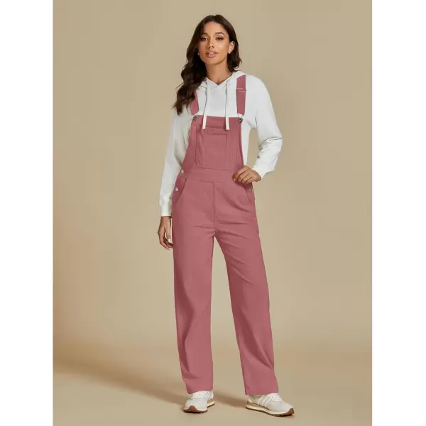 imageluvamia Corduroy Overalls for Women Bib Straight Leg Baggy Carpenter Adjustable Strap Fall Jumpsuit Overalls with PocketDusty Rose