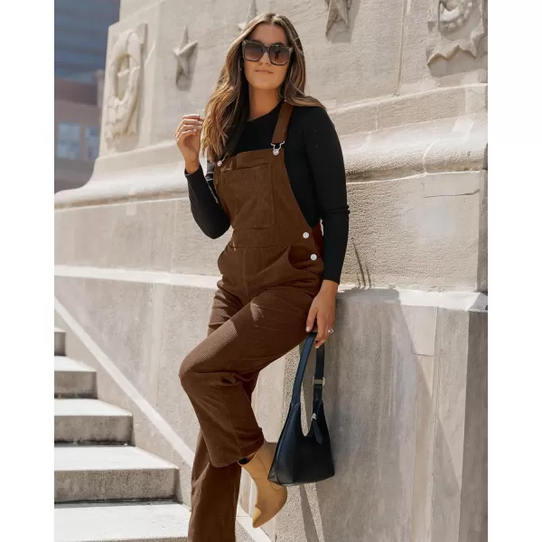 imageluvamia Corduroy Overalls for Women Bib Straight Leg Baggy Carpenter Adjustable Strap Fall Jumpsuit Overalls with PocketFriar Brown