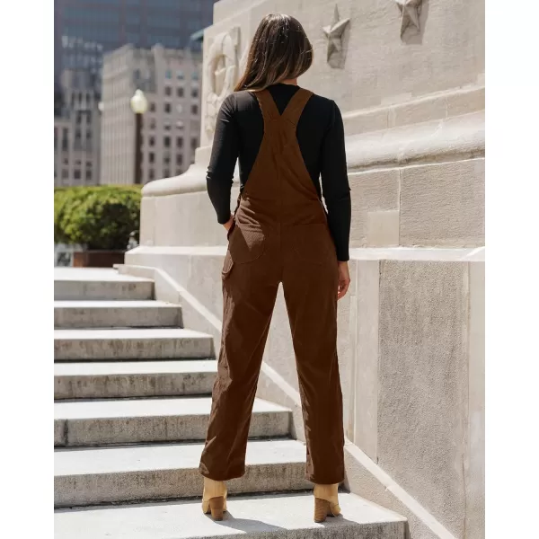 imageluvamia Corduroy Overalls for Women Bib Straight Leg Baggy Carpenter Adjustable Strap Fall Jumpsuit Overalls with PocketFriar Brown