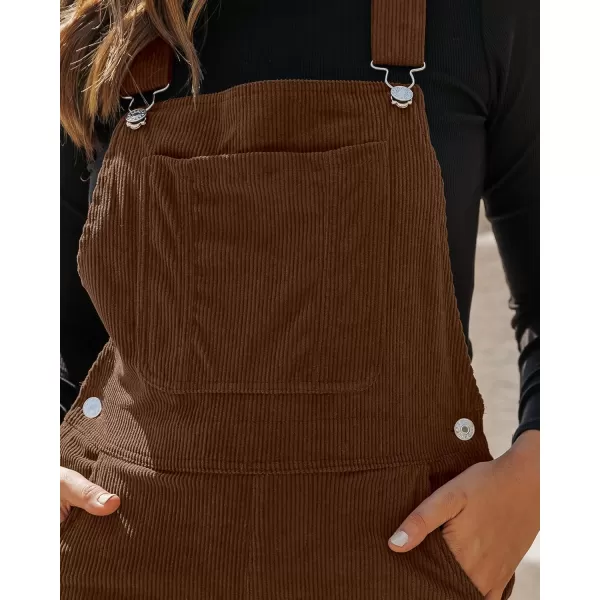 imageluvamia Corduroy Overalls for Women Bib Straight Leg Baggy Carpenter Adjustable Strap Fall Jumpsuit Overalls with PocketFriar Brown