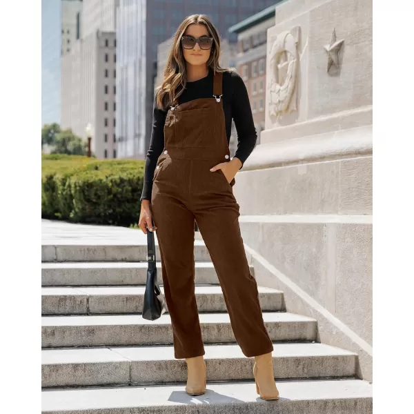 imageluvamia Corduroy Overalls for Women Bib Straight Leg Baggy Carpenter Adjustable Strap Fall Jumpsuit Overalls with PocketFriar Brown