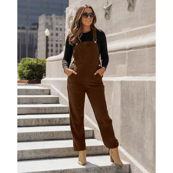 imageluvamia Corduroy Overalls for Women Bib Straight Leg Baggy Carpenter Adjustable Strap Fall Jumpsuit Overalls with PocketFriar Brown