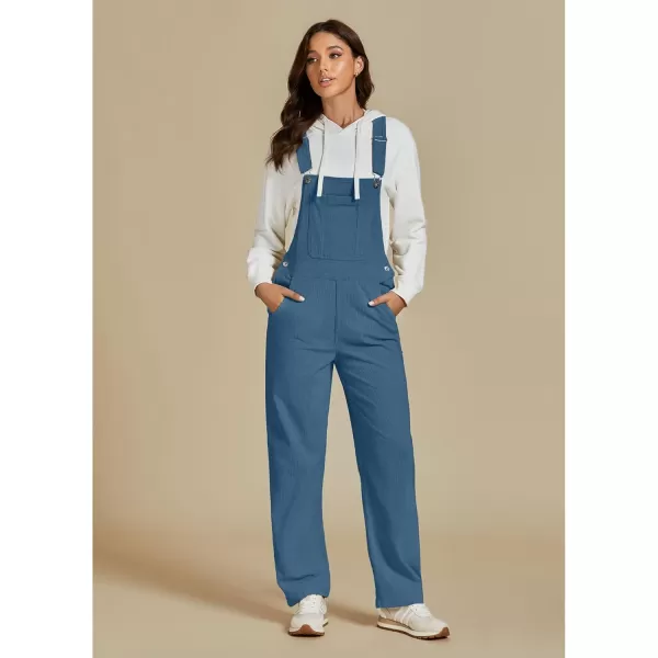 imageluvamia Corduroy Overalls for Women Bib Straight Leg Baggy Carpenter Adjustable Strap Fall Jumpsuit Overalls with PocketMoroccan Blue