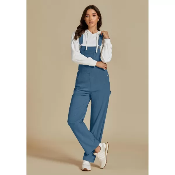 imageluvamia Corduroy Overalls for Women Bib Straight Leg Baggy Carpenter Adjustable Strap Fall Jumpsuit Overalls with PocketMoroccan Blue