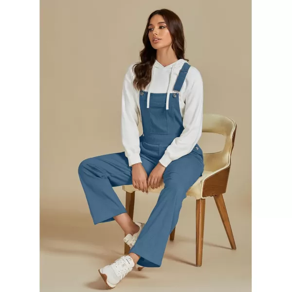 imageluvamia Corduroy Overalls for Women Bib Straight Leg Baggy Carpenter Adjustable Strap Fall Jumpsuit Overalls with PocketMoroccan Blue