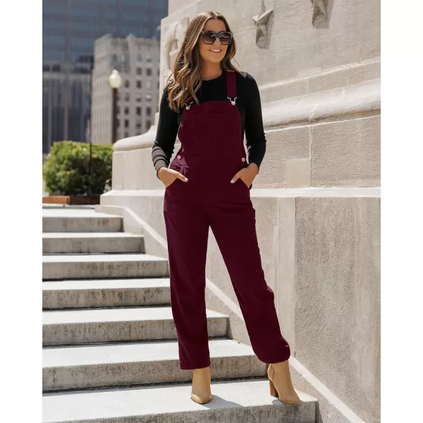 imageluvamia Corduroy Overalls for Women Bib Straight Leg Baggy Carpenter Adjustable Strap Fall Jumpsuit Overalls with PocketTawny Port