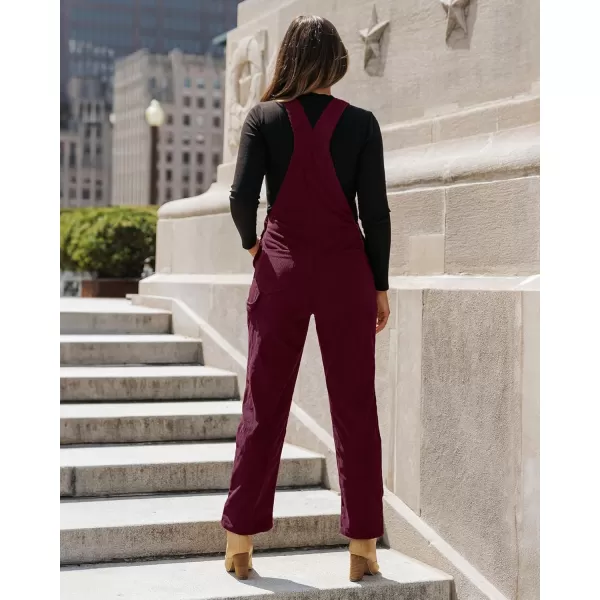 imageluvamia Corduroy Overalls for Women Bib Straight Leg Baggy Carpenter Adjustable Strap Fall Jumpsuit Overalls with PocketTawny Port