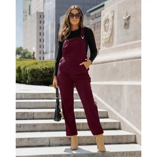 imageluvamia Corduroy Overalls for Women Bib Straight Leg Baggy Carpenter Adjustable Strap Fall Jumpsuit Overalls with PocketTawny Port