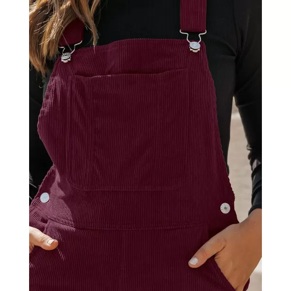 imageluvamia Corduroy Overalls for Women Bib Straight Leg Baggy Carpenter Adjustable Strap Fall Jumpsuit Overalls with PocketTawny Port