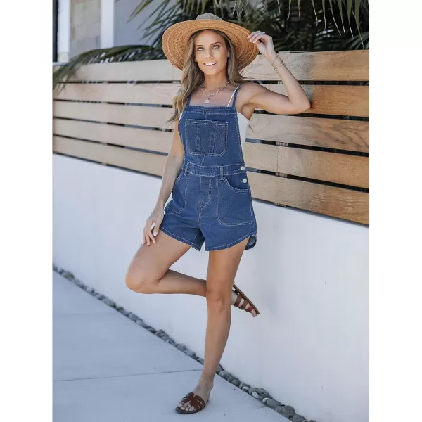 imageluvamia Denim Overall Shorts for Women Loose Fit Baggy Adjustable Tie Back Bib Jean Overalls Casual Curve Hem ShortallsMedium Blue