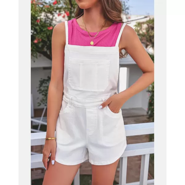 imageluvamia Denim Overall Shorts for Women Loose Fit Baggy Adjustable Tie Back Bib Jean Overalls Casual Curve Hem ShortallsOffwhite