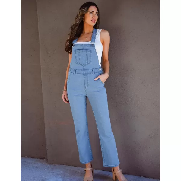 imageluvamia Jean Overalls for Women Fashion Bootcut Stretchy Denim Jumpsuit Casual Adjustable Straps Bib Overalls DungareesBright Blue