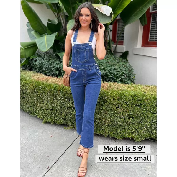 imageluvamia Jean Overalls for Women Fashion Bootcut Stretchy Denim Jumpsuit Casual Adjustable Straps Bib Overalls DungareesClassic Blue