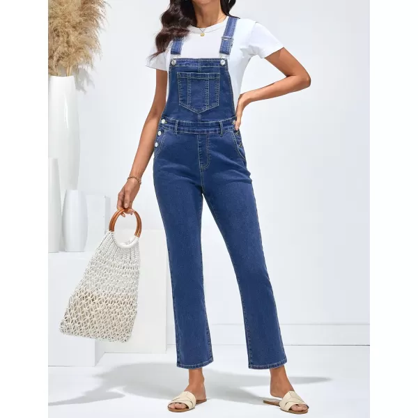 imageluvamia Jean Overalls for Women Fashion Bootcut Stretchy Denim Jumpsuit Casual Adjustable Straps Bib Overalls DungareesClassic Blue