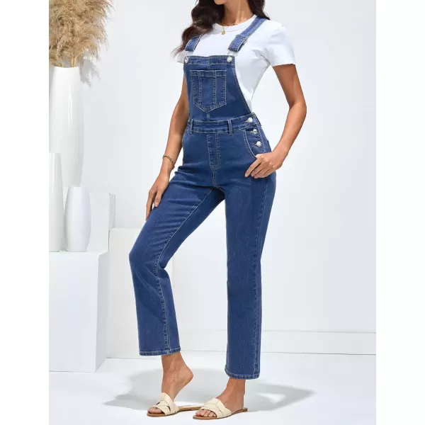 imageluvamia Jean Overalls for Women Fashion Bootcut Stretchy Denim Jumpsuit Casual Adjustable Straps Bib Overalls DungareesClassic Blue