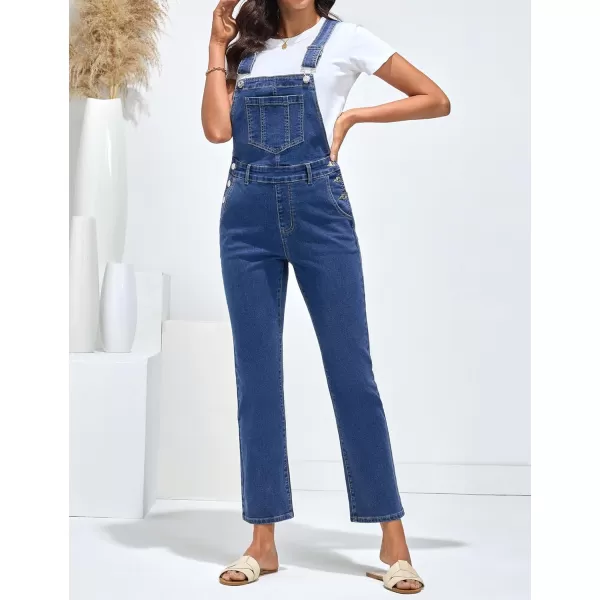 imageluvamia Jean Overalls for Women Fashion Bootcut Stretchy Denim Jumpsuit Casual Adjustable Straps Bib Overalls DungareesClassic Blue