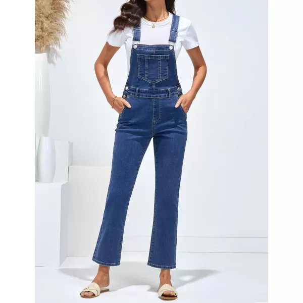 imageluvamia Jean Overalls for Women Fashion Bootcut Stretchy Denim Jumpsuit Casual Adjustable Straps Bib Overalls DungareesClassic Blue