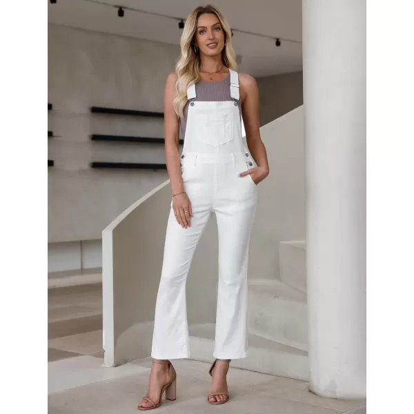 imageluvamia Jean Overalls for Women Fashion Bootcut Stretchy Denim Jumpsuit Casual Adjustable Straps Bib Overalls DungareesCream White