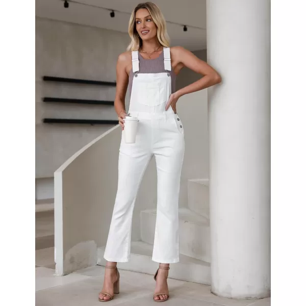 imageluvamia Jean Overalls for Women Fashion Bootcut Stretchy Denim Jumpsuit Casual Adjustable Straps Bib Overalls DungareesCream White