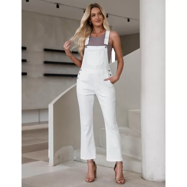 imageluvamia Jean Overalls for Women Fashion Bootcut Stretchy Denim Jumpsuit Casual Adjustable Straps Bib Overalls DungareesCream White