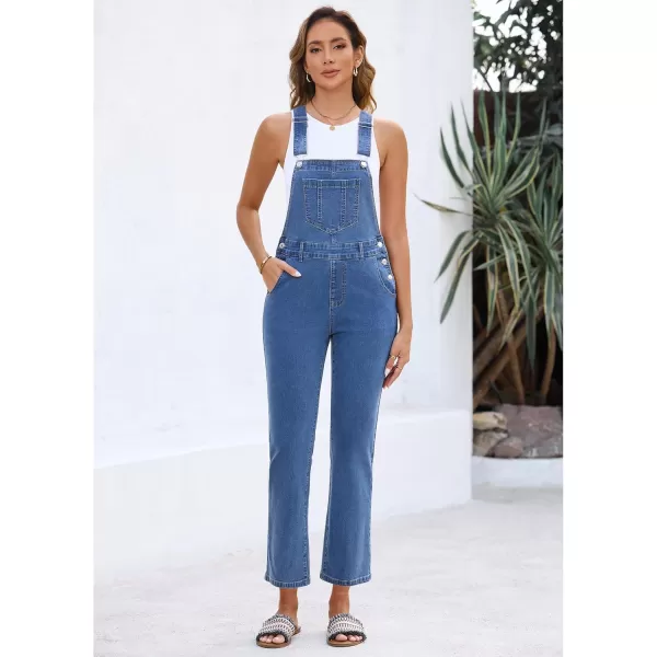 imageluvamia Jean Overalls for Women Fashion Bootcut Stretchy Denim Jumpsuit Casual Adjustable Straps Bib Overalls DungareesLapis Blue