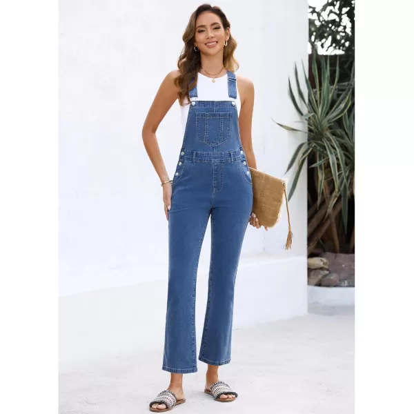 imageluvamia Jean Overalls for Women Fashion Bootcut Stretchy Denim Jumpsuit Casual Adjustable Straps Bib Overalls DungareesLapis Blue