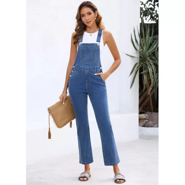 imageluvamia Jean Overalls for Women Fashion Bootcut Stretchy Denim Jumpsuit Casual Adjustable Straps Bib Overalls DungareesLapis Blue