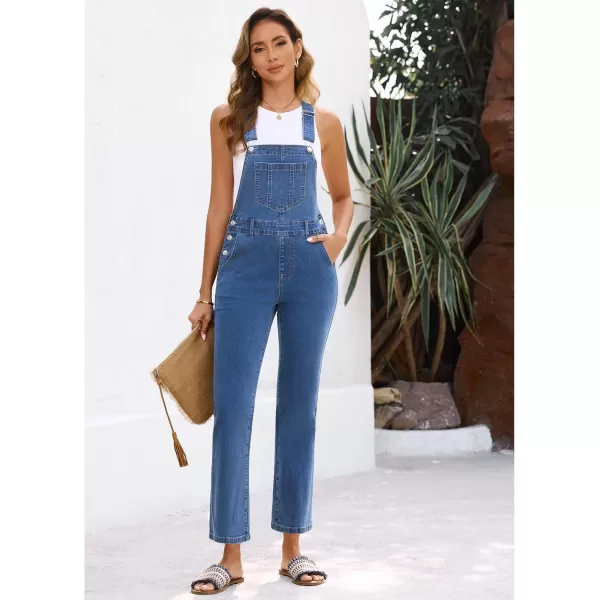 imageluvamia Jean Overalls for Women Fashion Bootcut Stretchy Denim Jumpsuit Casual Adjustable Straps Bib Overalls DungareesLapis Blue