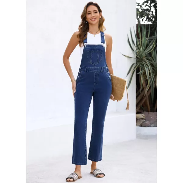 imageluvamia Jean Overalls for Women Fashion Bootcut Stretchy Denim Jumpsuit Casual Adjustable Straps Bib Overalls DungareesNightfall Blue