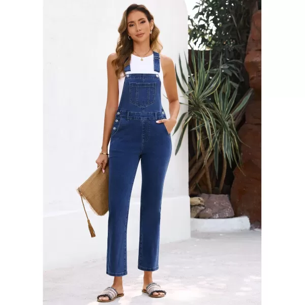 imageluvamia Jean Overalls for Women Fashion Bootcut Stretchy Denim Jumpsuit Casual Adjustable Straps Bib Overalls DungareesNightfall Blue