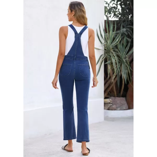 imageluvamia Jean Overalls for Women Fashion Bootcut Stretchy Denim Jumpsuit Casual Adjustable Straps Bib Overalls DungareesNightfall Blue