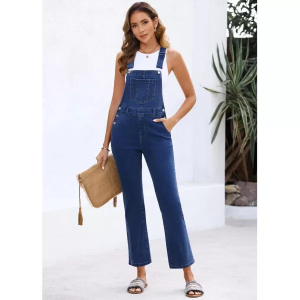 imageluvamia Jean Overalls for Women Fashion Bootcut Stretchy Denim Jumpsuit Casual Adjustable Straps Bib Overalls DungareesNightfall Blue